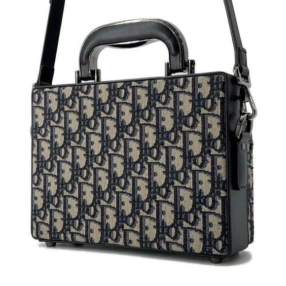 Dior Black Oblique Lock  Christian Leather Bag Shoulder Trotter - Picture 1 of 16